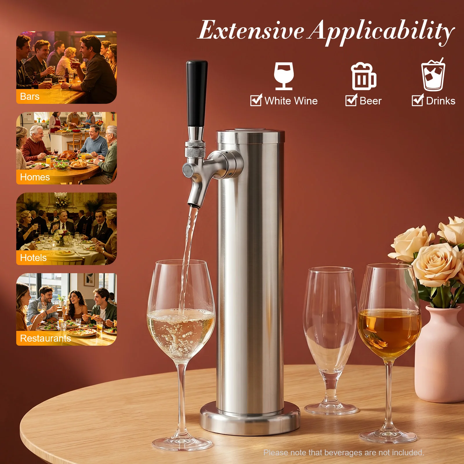 Stainless Steel Draft Beer Tower Set Single Tap Faucet Wine Single Head Beer Tower Beer Tower For Home Brew Bar
