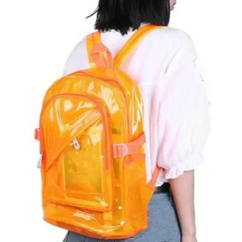 Fashion Transparent Backpack Waterproof PVC Clear Plastic Daily Mini Teenager Girls Notebook School Bag