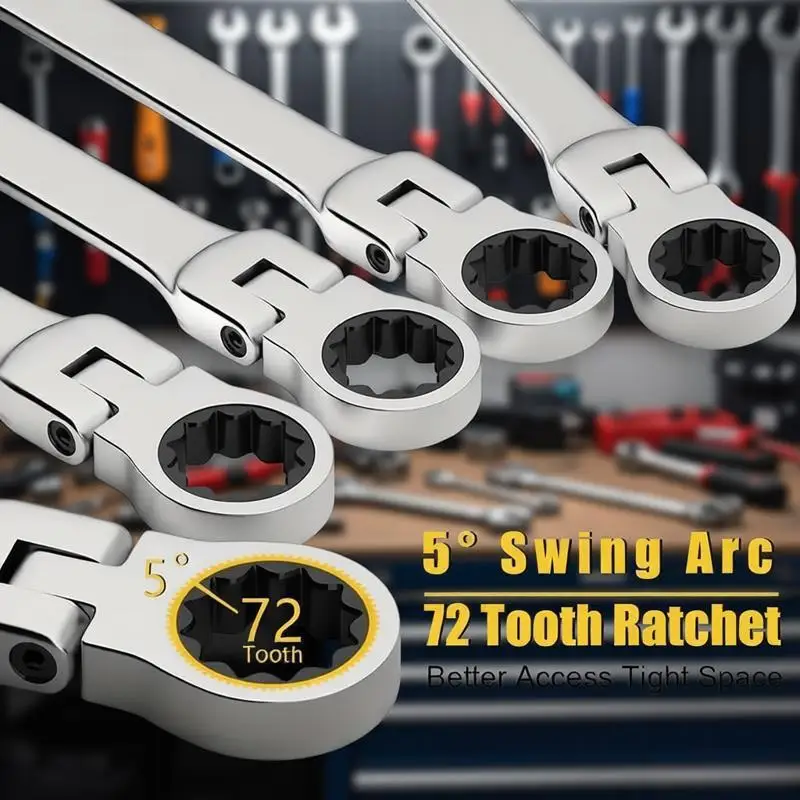 6-22mm Ratchet Combination Wrench Set with Bag, Chrome Vanadium Steel Sockets Included