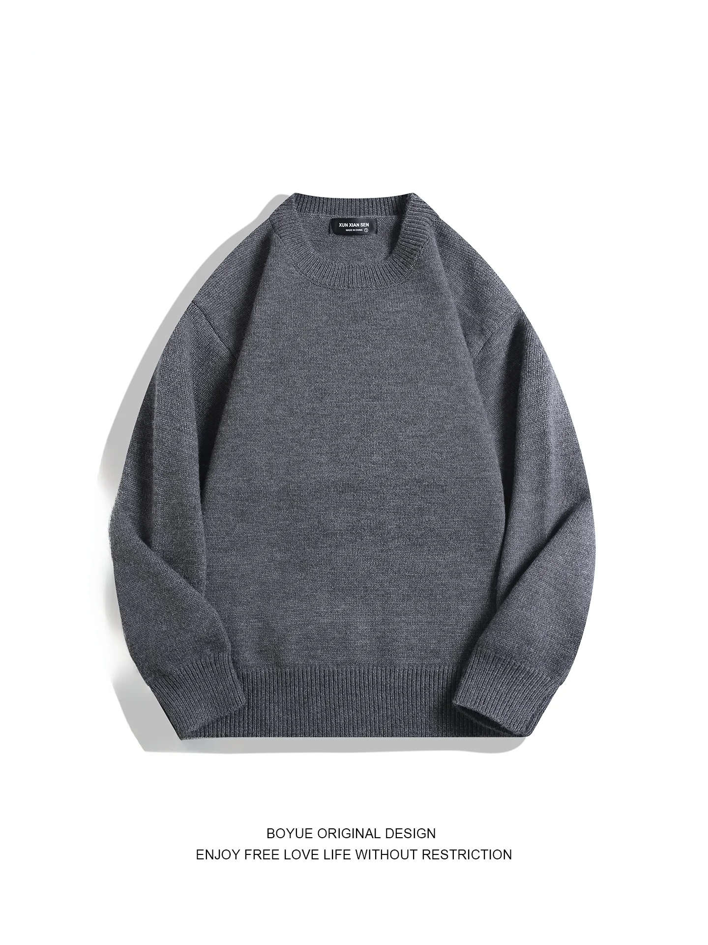 

Boyue Men's Warmth Knitted Sweater Pure Color Lace Faion Design Casual Winter Long Sve round Ne Top for Couples