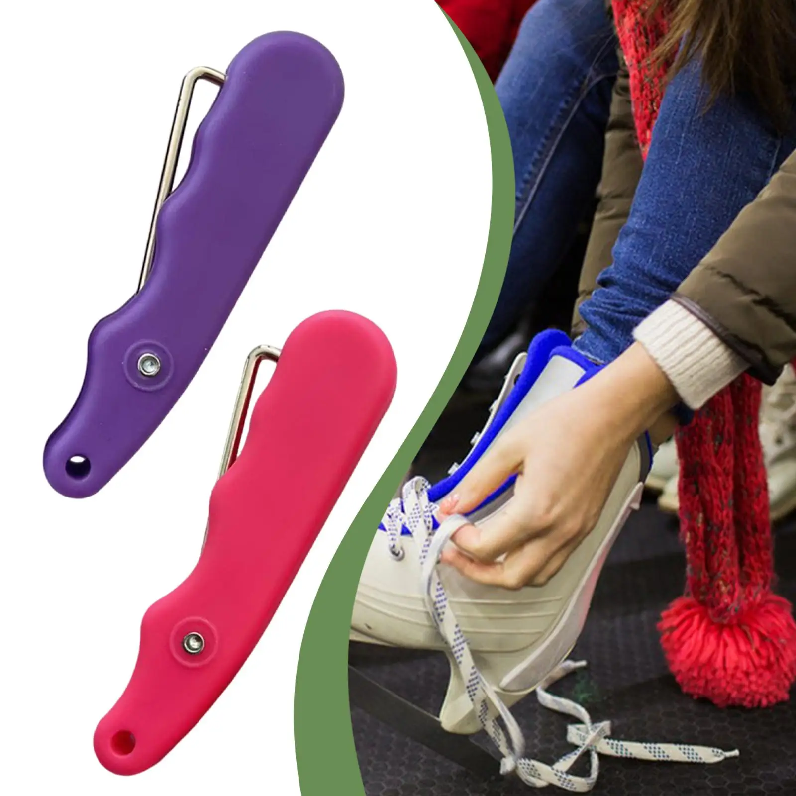 

Shoe Lace Puller Tool Foldable Portable Lace Tightening Gadget for Figure Hockey Roller Skating Boots