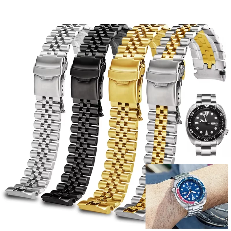 For Seiko PROSPEX turtle Abalone SRPA21J1 SRPE99K1 SRP777J SRPC91J1/25J1 Curved metal watch strap 22mm stainless steel watchband
