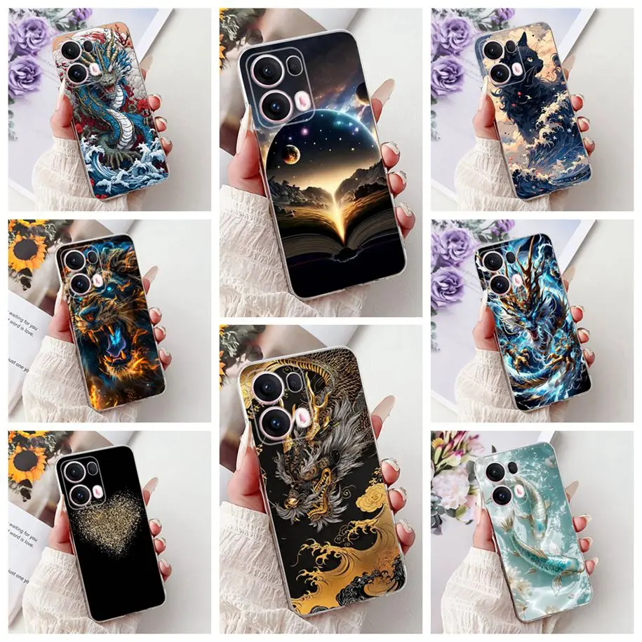 For OPPO Reno 13 Case Reno 13 Pro Cover CPH2689 CPH2697 Luxury Dragon Painted Soft Slim Phone Cases For OPPO Reno13 13Pro Bumper