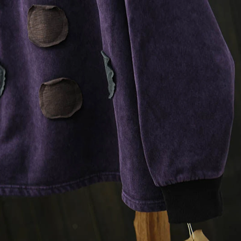 เสื้อสเวตเชิ้ตแขนยาวผู้หญิง สไตล์ลำลอง รุ่นใหม่ล่าสุด ฤดูใบไม้ร่วง 2025 สไตล์วินเทจ คอกลม ทรงหลวม ผ้าฝ้ายหนา รุ่น M2223