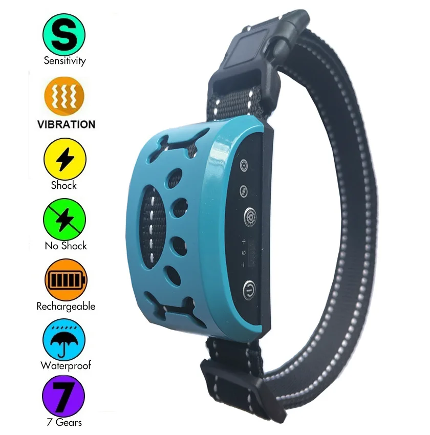 

New Intelligent Hot Selling Automatic Recognition Vibration Electric Shock Stop Barking Device For Pet Collar Traction