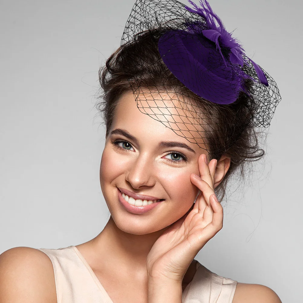 

2 Pcs Hat Mesh Headband Bridal Veil Headpiece Accessories Birthday Hair Headbands
