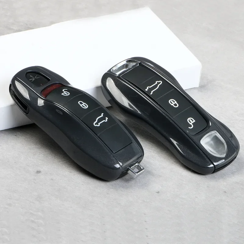 Agate Grey Car Smart Key Case Cover Holder Protective Shell For Porsche Cayenne Macan 911 Panamera 718 Taycan Protective
