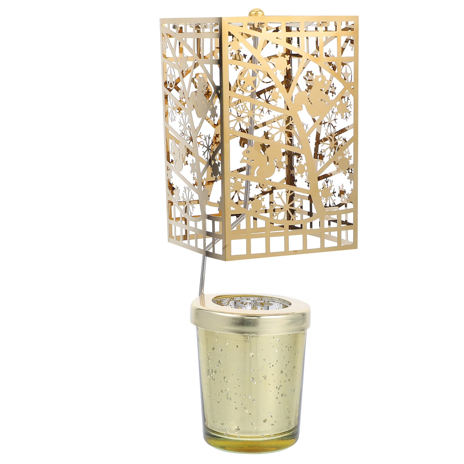 

Rotating Candlestick Holder with Golden Finish Elegant Spinning Tealight Tray for Christmas Decoration Living Room Dining Area