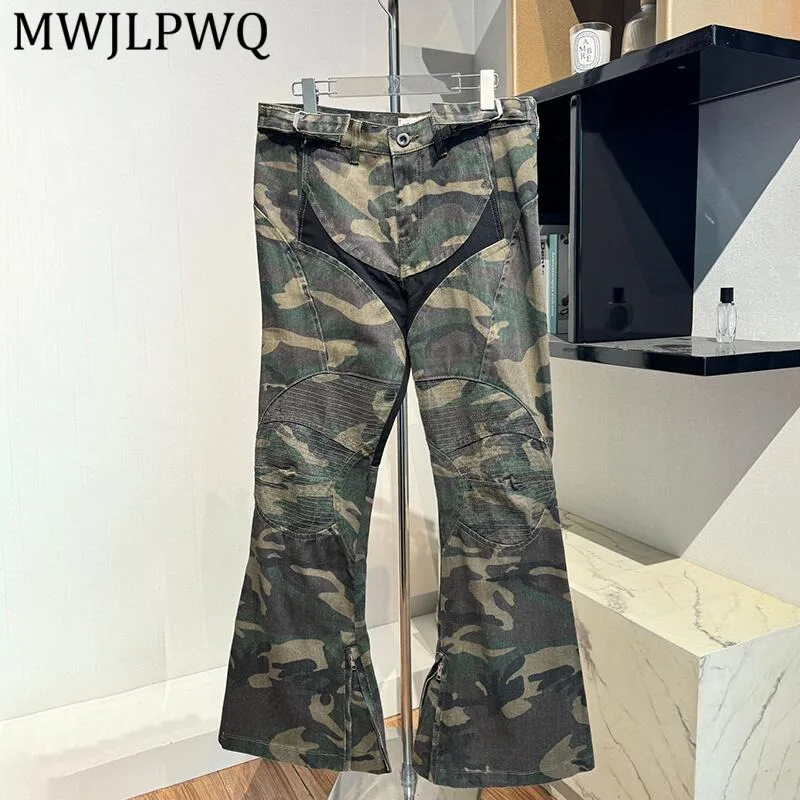 

MWJLPWQ Patchwork Camouflage Wide-Leg Pants Unisex Street Fashion American Loose Male Micro-Flared Casual Cargo Trousers 15076