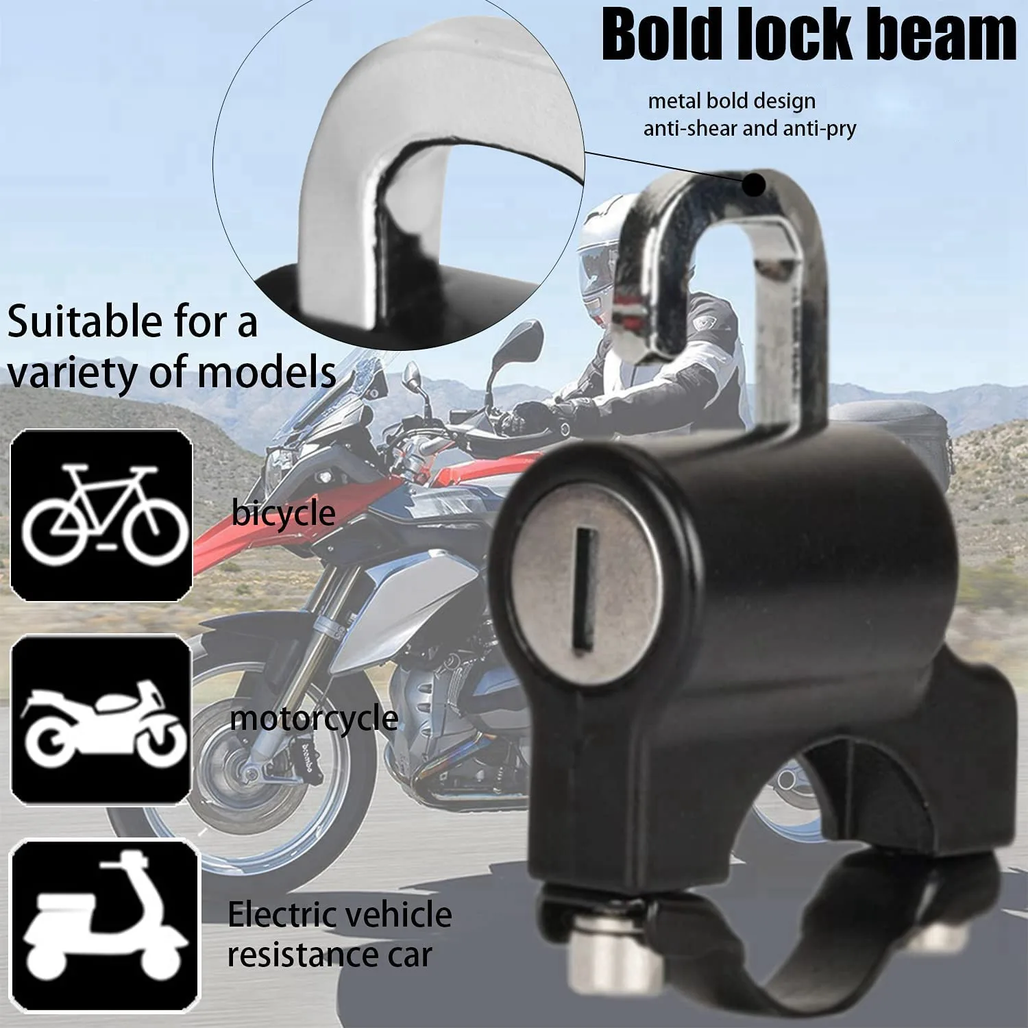 2Pcs 22mm Universal Handlebar Motorcycle Helmet Lock Motorcycle Anti-Theft Lock Motorcycle