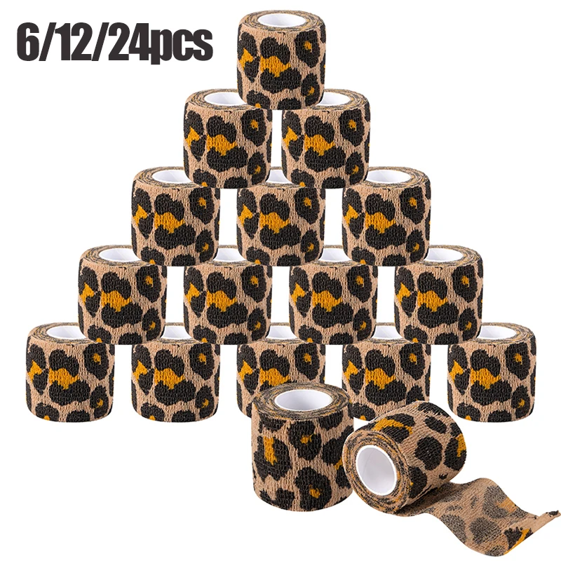 6/12/48pcs Animal Printed Self Adhesive Tattoo Elastic Bandage Sports Wrap Tape for Finger Joint Knee First Aid Kit Pet Tape