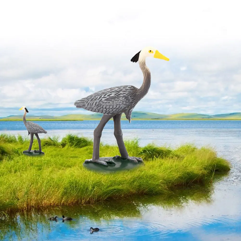 2pcs Grey Crane Garden Decoration – Realistic Simulation Sculpture for Lawn, Yard, and Landscape Ornament