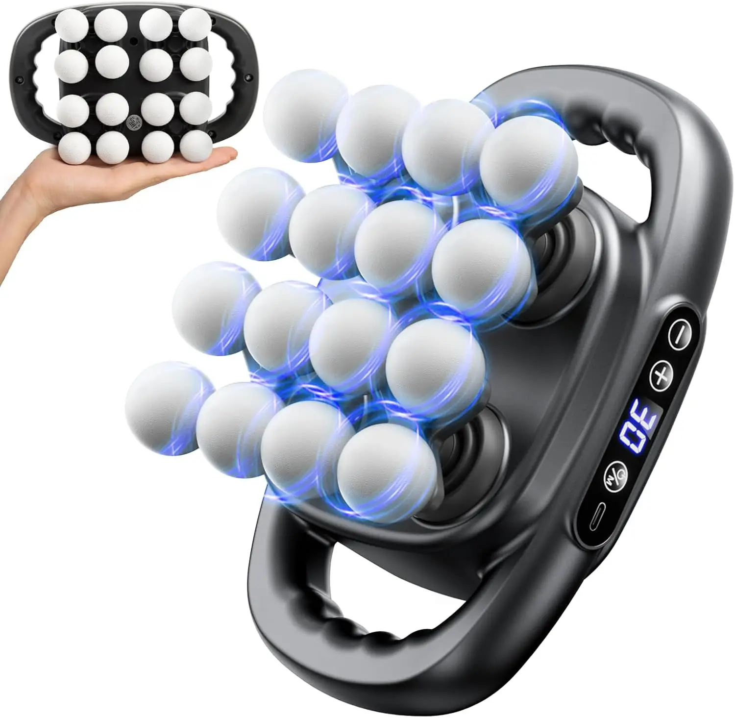 

Mini Massage Gun with 16 Heads, 3 Modes & 30 Speeds for Neck, Back, Leg Pain Relief - Lightweight Portable