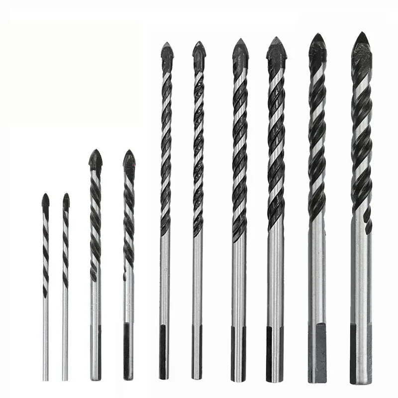 Set di trapani per piastrelle estesi per vetro da parete in ceramica, apri fori per marmo nero, trapano in lega multifunzionale