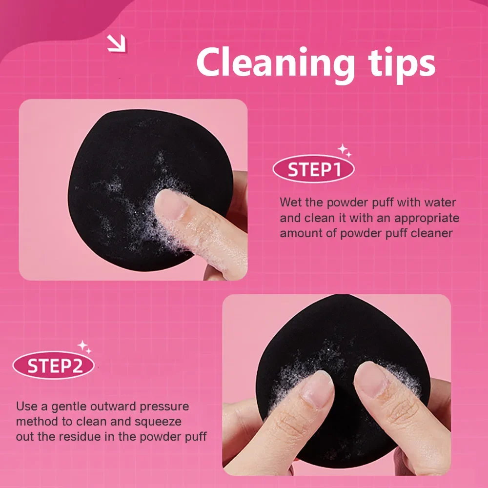 ROCK SWEET Conjunto de sopros de pó de 3 peças – Aplicadores de base úmida e seca de uso duplo rosa macio, esponja de maquiagem e design moderno