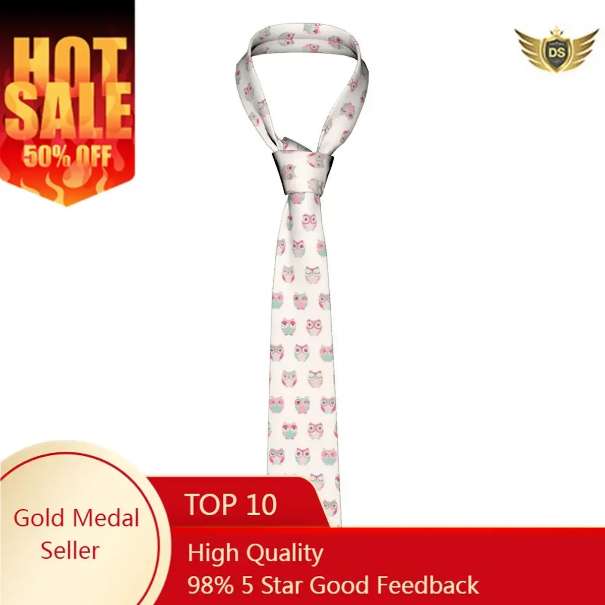 Mens Tie Slim Skinny Owls Birds Pattern Necktie Fashion Necktie Free Style Men Tie Party Wedding