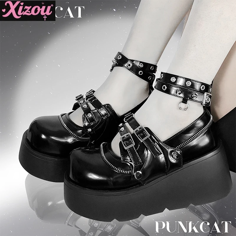 الحلو فتاة باردة الأصلي فاسق أحذية منصة Y2k ثقافة فرعية هوتي القوطي لوليتا رئيس مستدير ماري جان الكعك أحذية للنساء #1