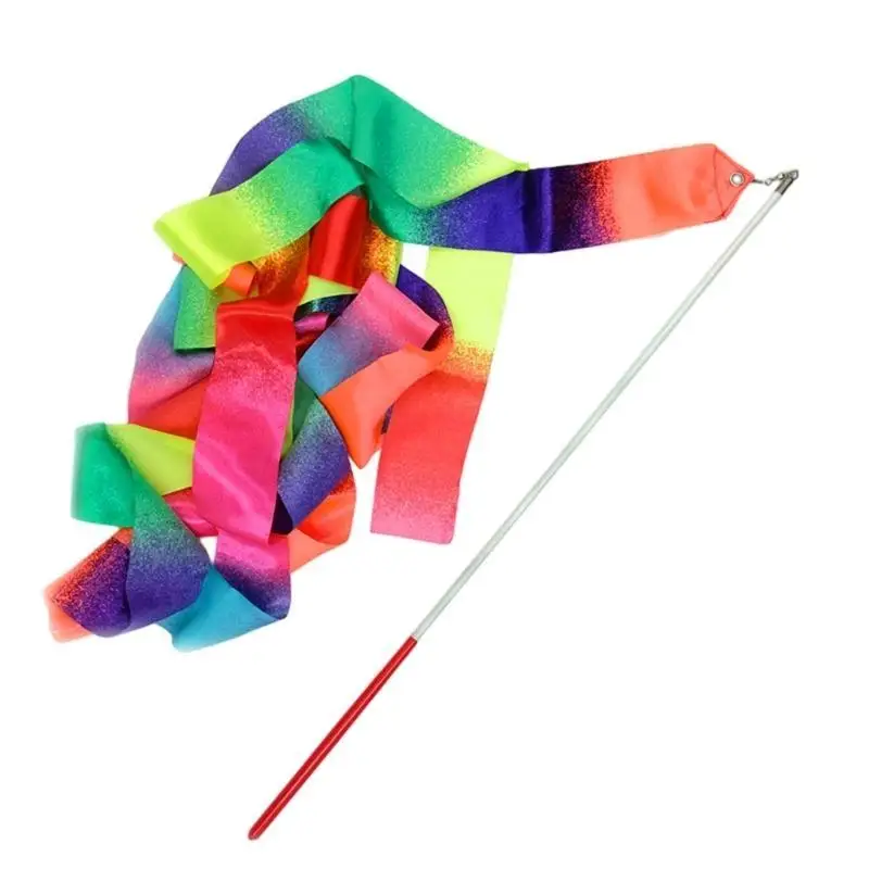 Gymnastic Ribbon Sparkling Dance Ribbon Twirling Batons Long Ribbon Streamers Rhythmic Gymnastic for Kids Artistic