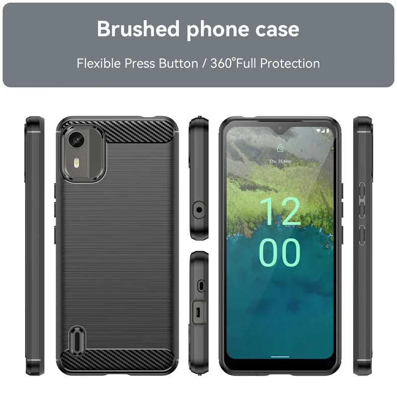 Carbon Fiber Texture TPU Case for Nokia C12 Pro C22 C32 G22 G400 C100 C200 C21 Plus G21 G11 Shockproof Protective Cover Fundas