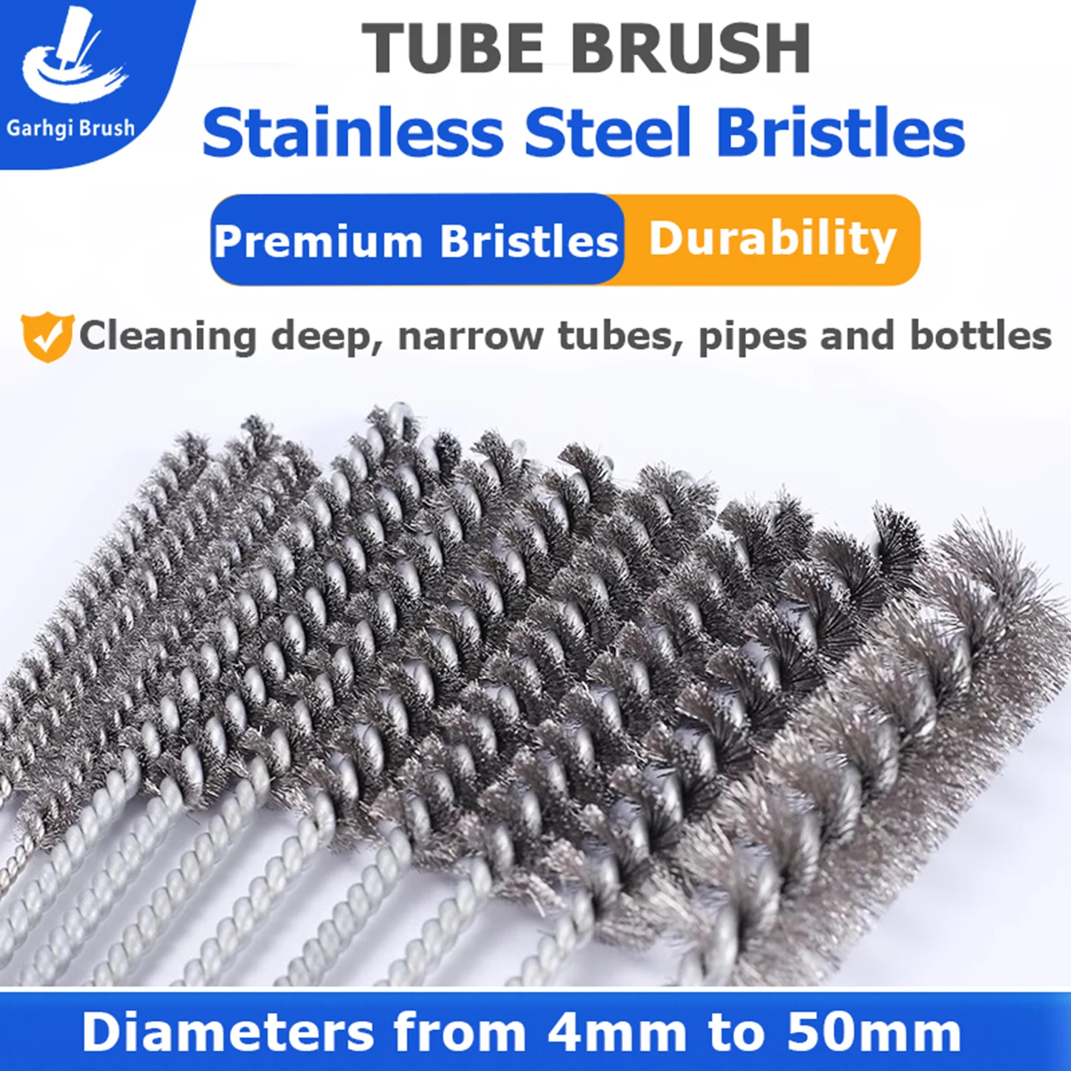 Szczotka druciana ze stali nierdzewnej o długości 500 mm, spiralna, skręcana, do rur, butelek, wąskich otworów, do głębokiego czyszczenia metalu i usuwania rdzy, narzędzia ręczne.