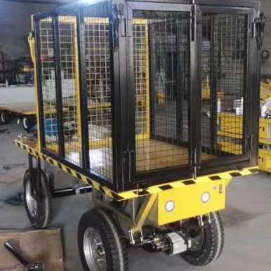 

Electric Trolley Cart Platform Cart Flatbed Truck with Cage