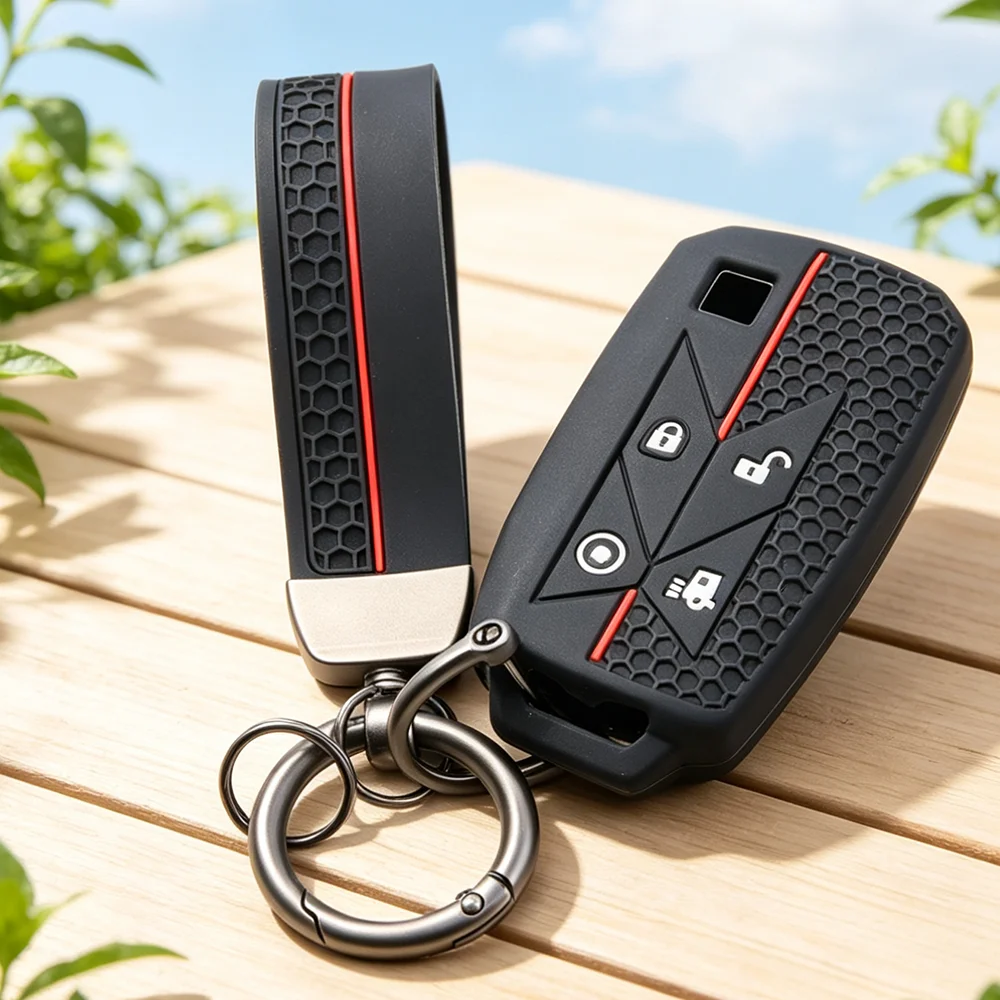 Honeycomb Silicone 4‑Button Key Fob Cover With Keychain for Renault Pickup Truck Lorry Gama T C K Euro Ignition Styling Shell