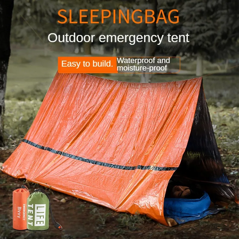 Portable Outdoor Disaster Relief Tent Camping Temporary Simple Sleeping Bag Warm First Aid Blanket Triangular Tent