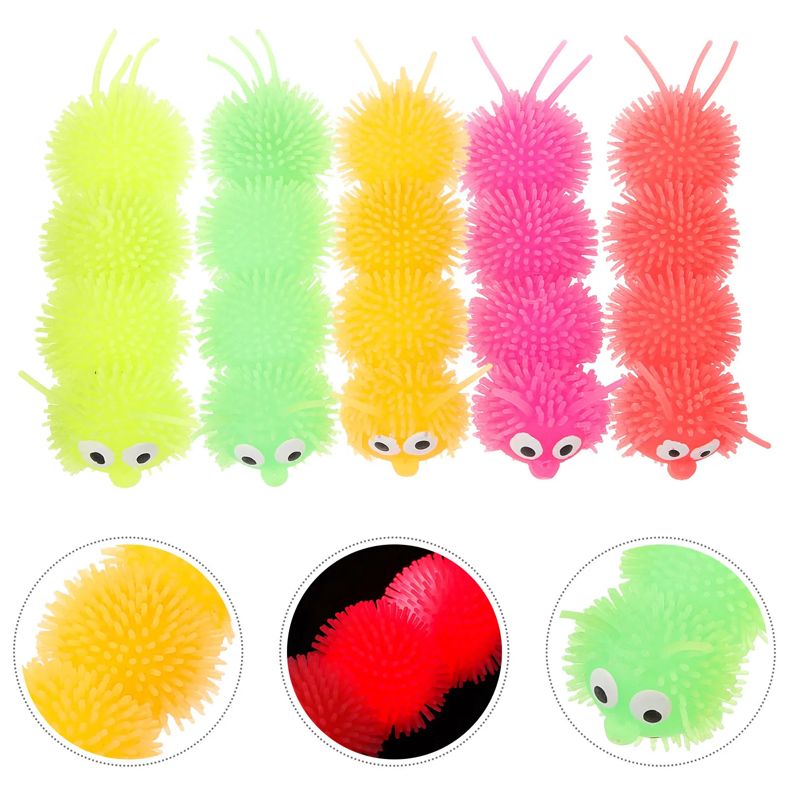 

Набор из 5 штук: Забавные эластичные мячи-гусеницы для снятия стресса, портативные, компактные, износостойкие, для детей, для снятия напряжения