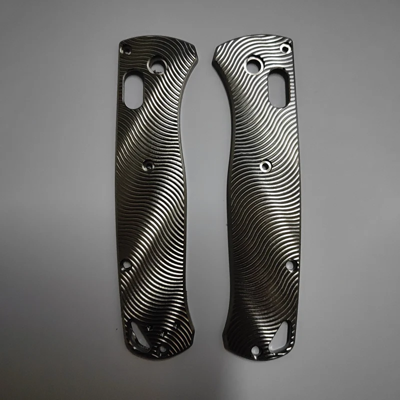 Custom Titanium Alloy Electrocardiographic Type Knife Grip Handle Scales For Genuine Benchmade Bugout 535 Knives DIY Make Part