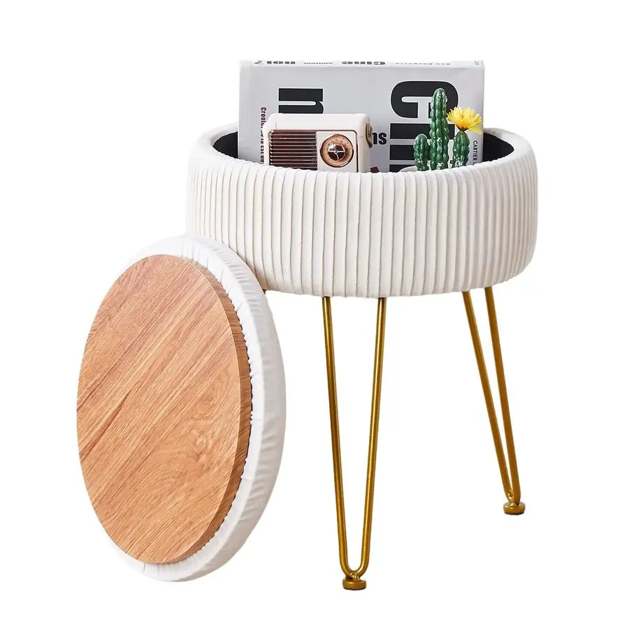 

Мягкий многофункциональный пуфик-оттоманка из велюра с функцией хранения, круглый, с эффектом памяти, современный, для туалетного столика