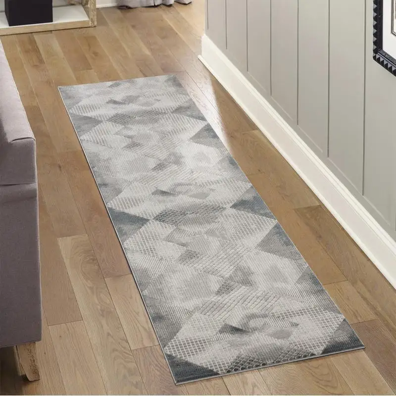 

Gray Area Rug 2 ft 7 in x 9 ft 10 in Rectangular Design for Living Room or Bedroom