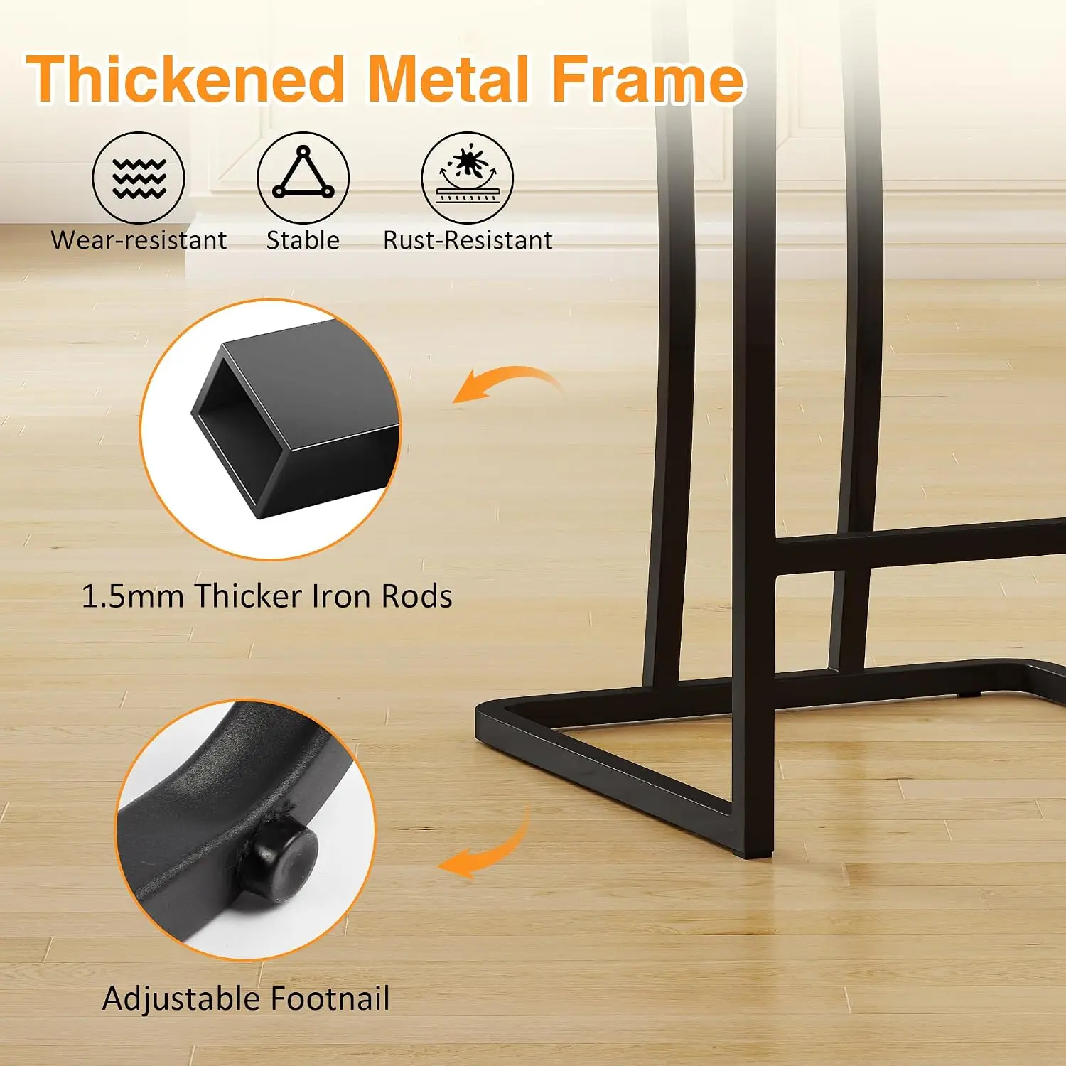 Modern Upholstered Bar Stools Set of 4, 24.8 Inch with Backrest & Footrest, Metal Leg for Kitchen Counter, Dark Grey, Customized