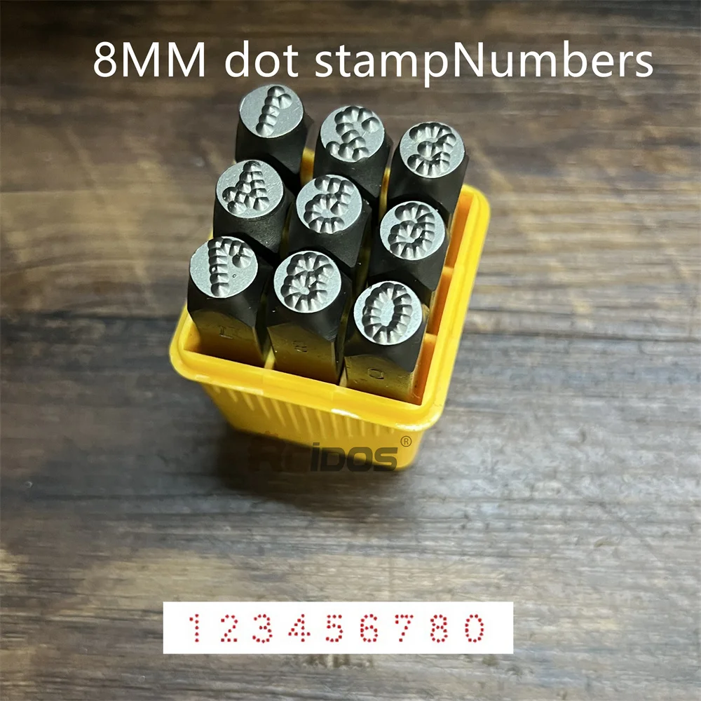 German style 8mm Numbers Dotted/lattice Motorbike,RCIDOS car chassis number dot stamp 0-8,9pcs/box