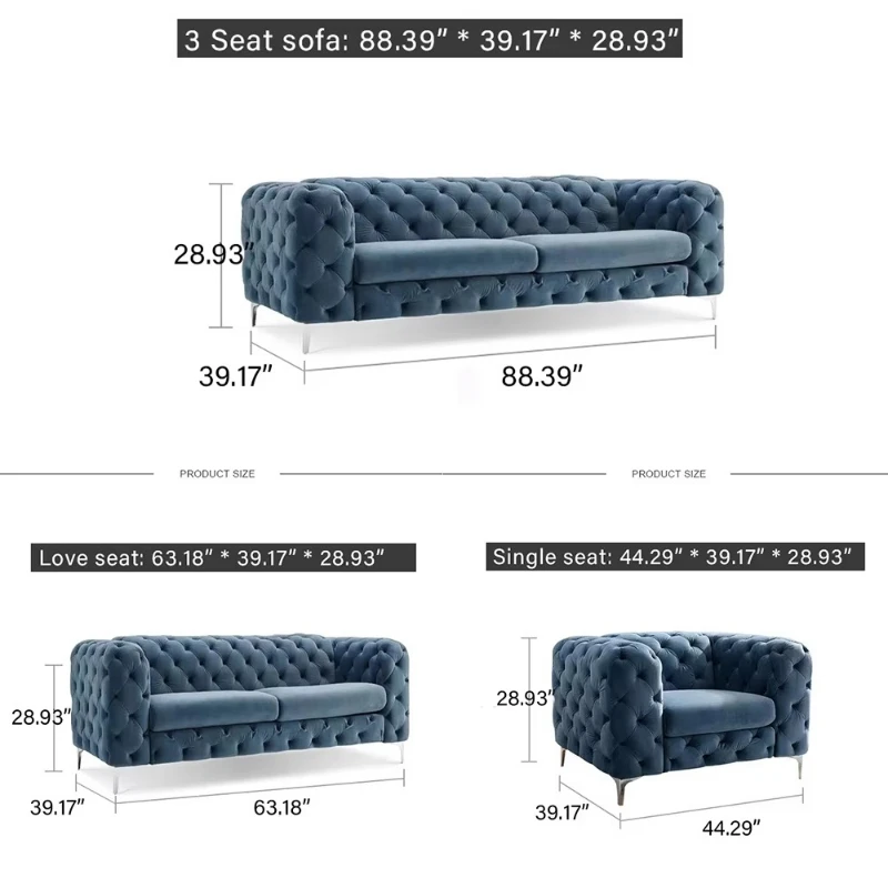 Tela 3 asientos conjunto de sofas terciopelo americano comodo para sala de estar