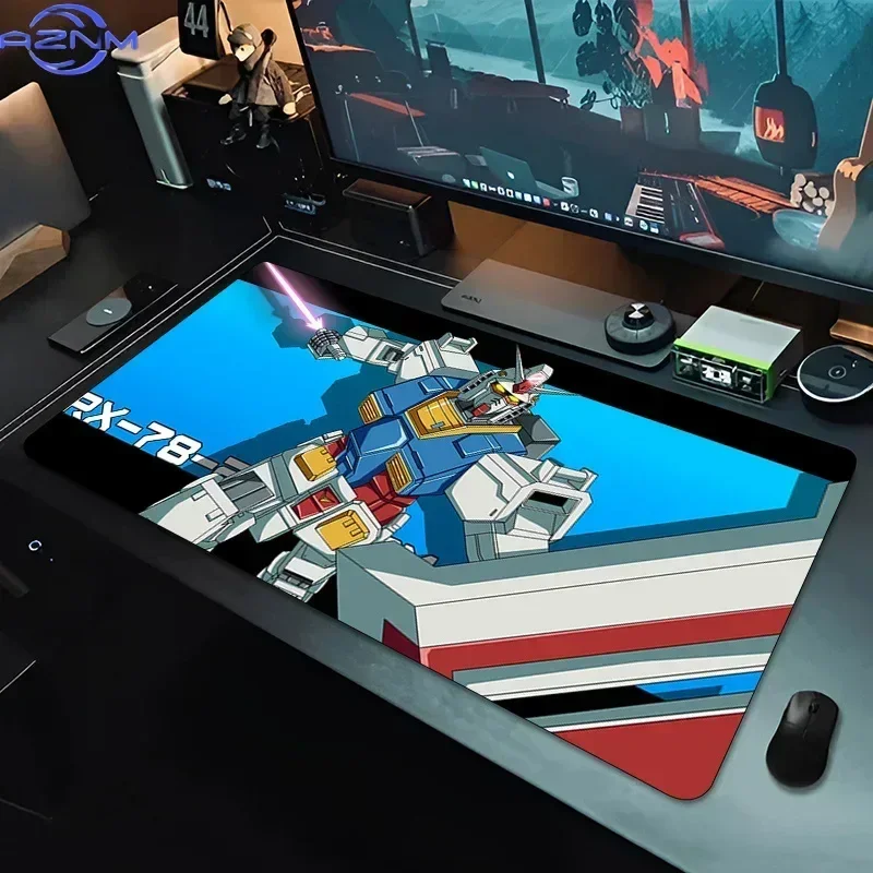 Anime Colorful Mecha Robot With Green Glow Background Mouse Pad Rubber Non Slip Gaming Desk Mat for Computer Laptop Office Use