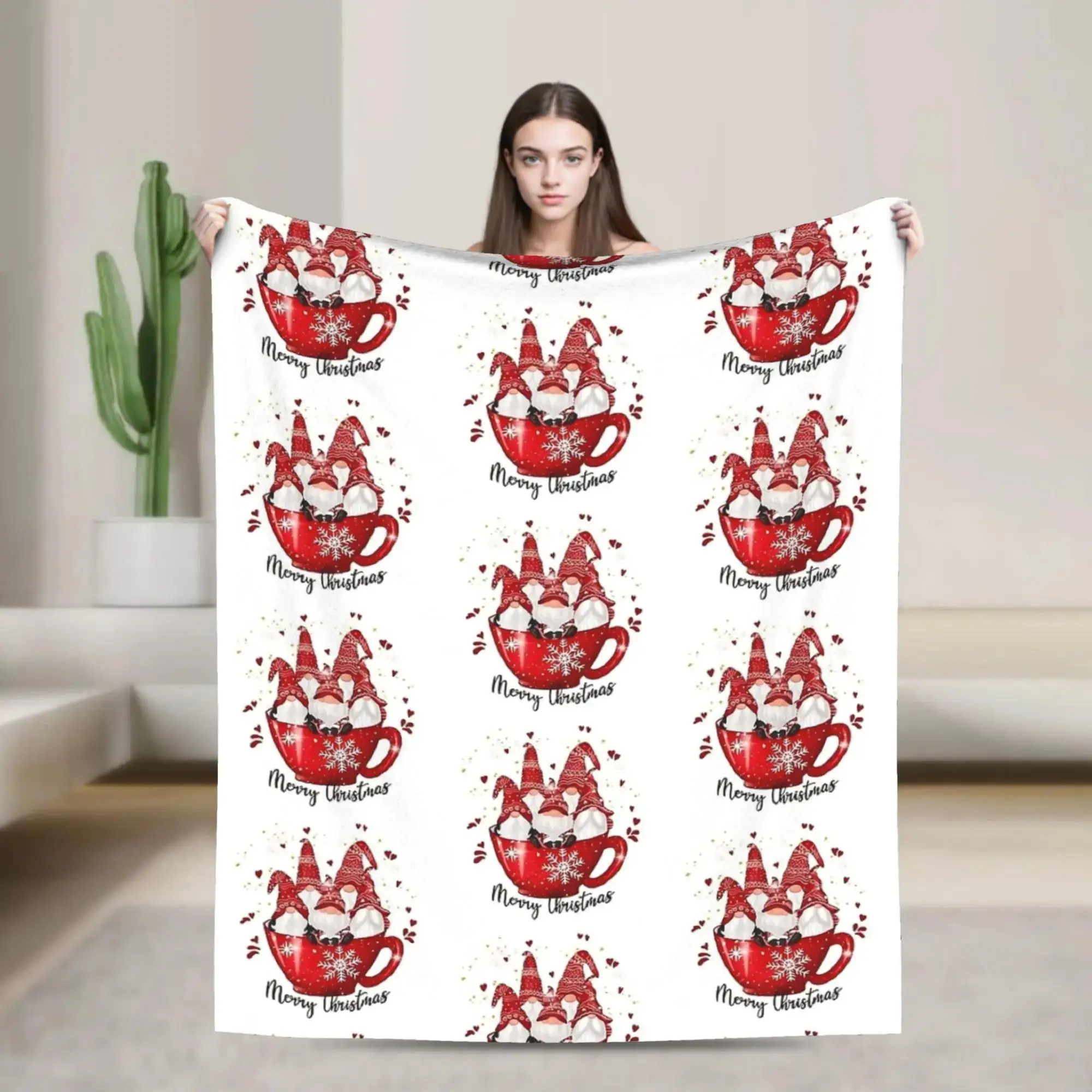

Christmas Cute Family Gnomes Blanket Super Soft Graphic Plush Throw for Living Room Bed Sofa Perfect Gift for Students and Home