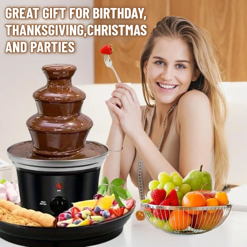 3 Tier Electric Chocolate Fondue Fountain Machine, Perfect for Parties, Melts Chocolate Cheese Candy Butter Christmas Party Gift