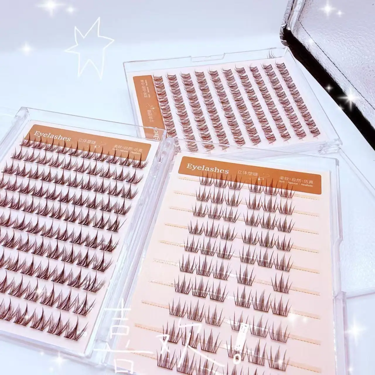 DIY Makeup 10 Rows Segment Self-Adhesive Curly Lash Cluster, Glue-Free False Eyelashes Easy to Apply