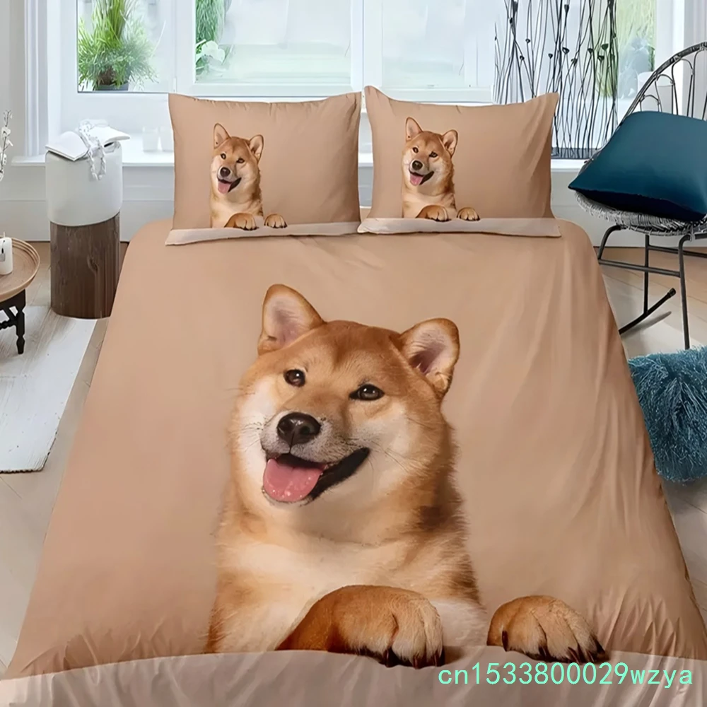 Cute Akita Dog 3d Printed Duvet Cover Set Home Soft Comfortable Luxury Bedding Set Animal Pet Theme Quilt Covers Set Pillowcases