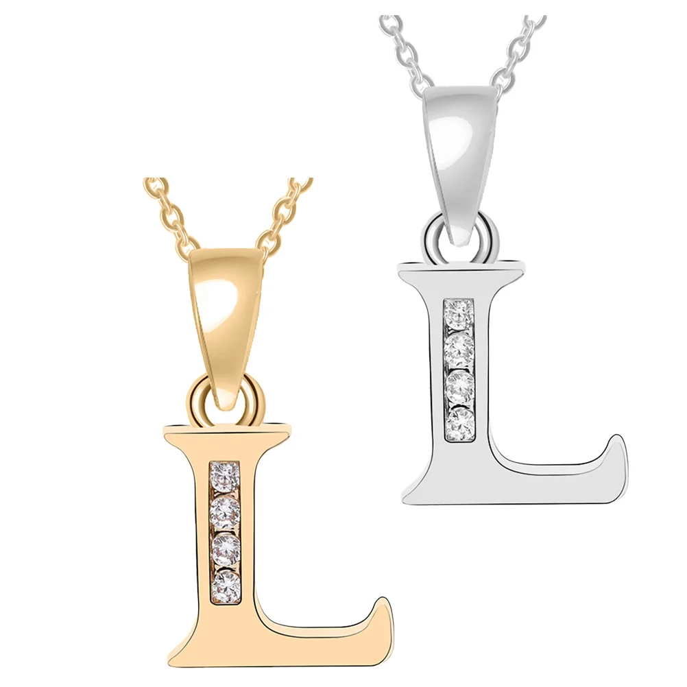 

Letter Necklace for Women 2Pcs Zircon Alloy Pendant Chain Gifts Personalized Initial Charm Name Decor Necklace Jewelry