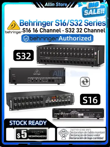 【Original】Behringer S16 /S32 16 /32Channel Digital Snake with Remote-controllable Midas Designed Mic Pres and AES50 Network