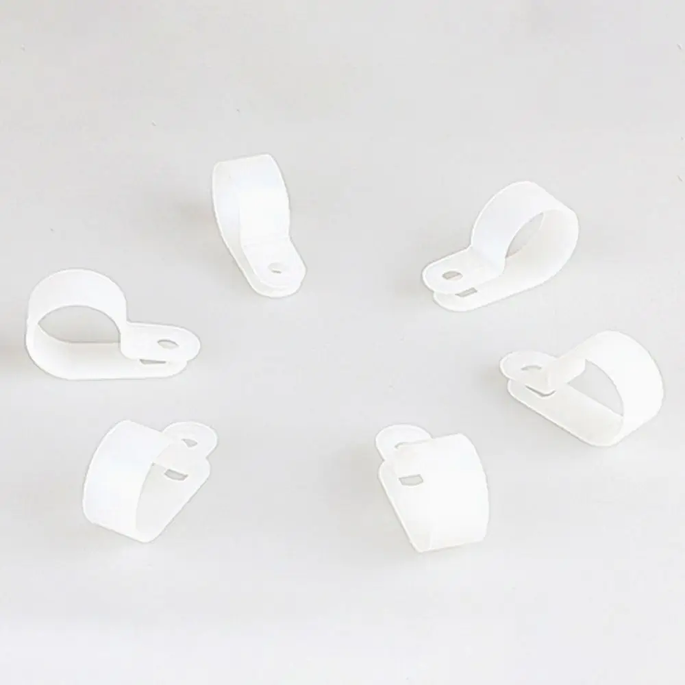 10PCS Adjustable Plumbing Tightening R-Type Hose Clamp Nylon Assortment Kit Cable Clip Fixed Plastic Fastening Buckles Cable