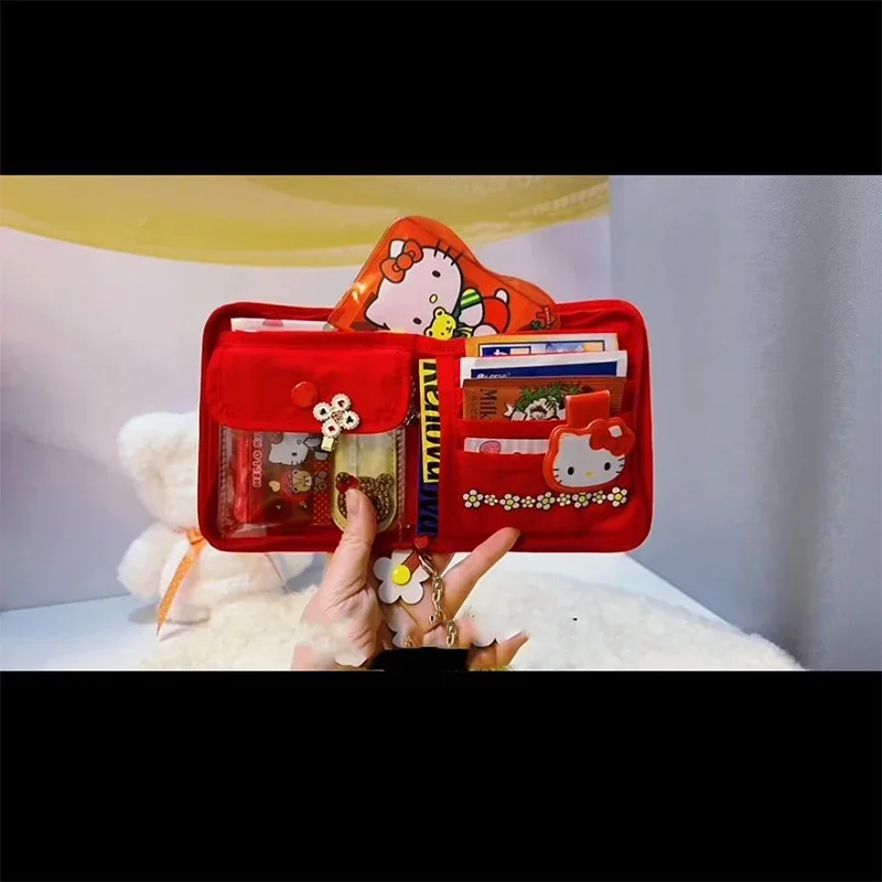 Sanrio Kawaii Anime Hello Kitty Storage Bag Cute Sweet Cartoon Multifunction Card Case Change Purse Lovely Gifts for Girls