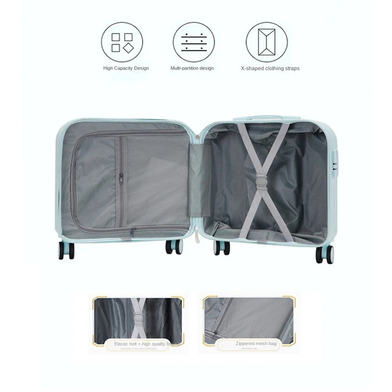 Valise d\'Affaires Multifonctionnelle pour Femme, Ensemble de Valise Légère à Roulettes, Boîte d\'Embarquement à Ouverture Frontale, 2024 Pouces, 18/20