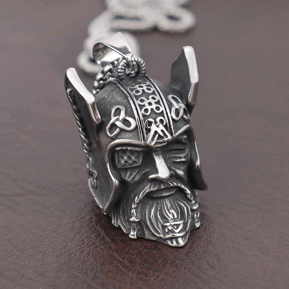 Norse Viking Bell Pattern Necklace for Men Stainless Steel Vintage Spartacus Pendant Fashion Biker Jewelry Accessories Wholesale