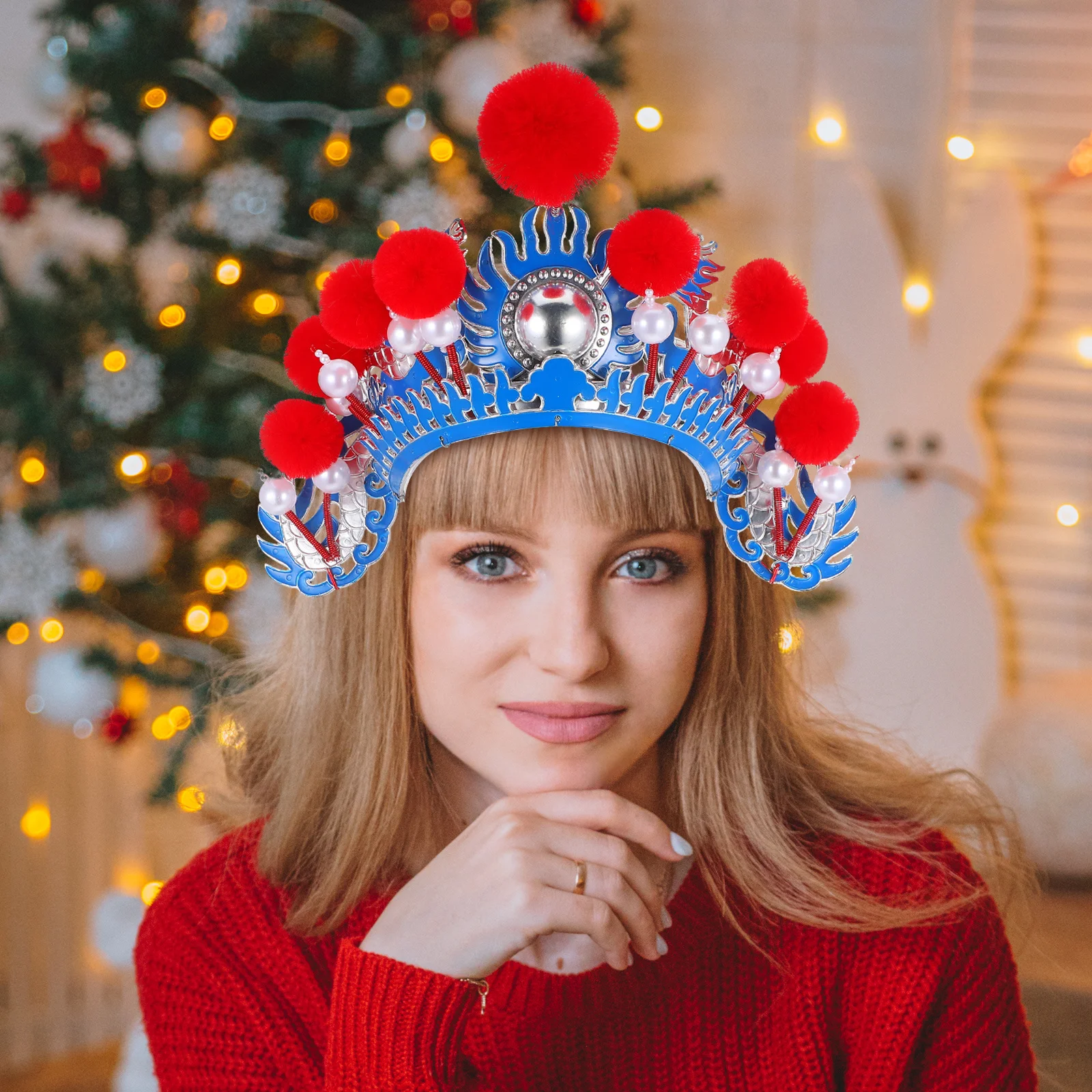 قبعة أوبرا بكين قابلة للتعديل غطاء رأس أوبرا بكين لأداء المسرح ملحقات هانفو زي الحفلات أسد الرقص