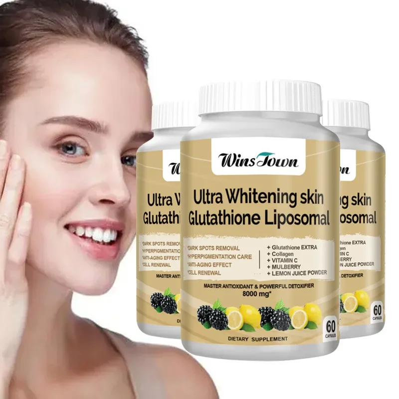 60 Pcs Ultra Whitening Skin Glutathione Liposomal Capsule 8000mg and lightens spots