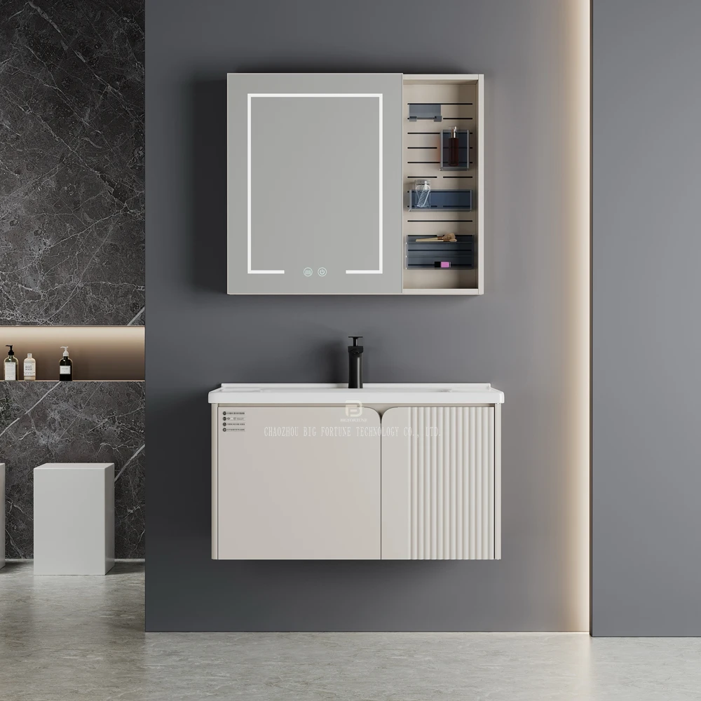 

Modern Stainless Steel Bathroom Vanity Wall Mounted Bathroom Vanities Waterproof Mirror Bathroom Cabinet with Sink