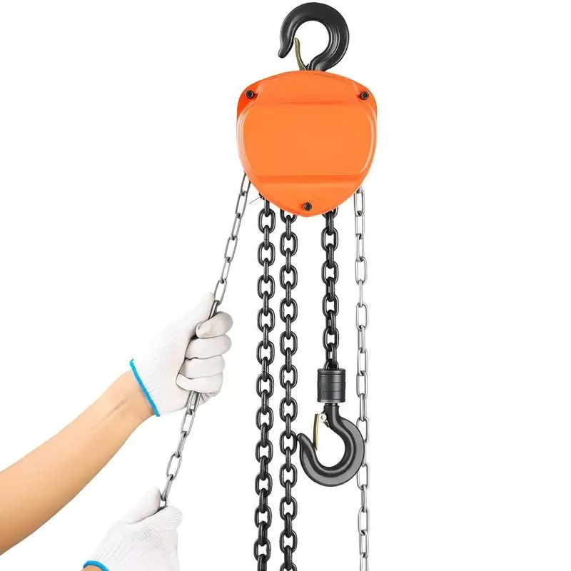 

Manual Hoist 2200lbs Capacity For Garage Warehouse Machinery, 20ft Lift Height Heavy Duty G80 Galvanized Chain Orange Pulley System