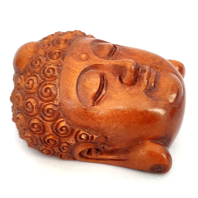 Y7763 - 20 Years Old 1.8 inches Hand Carved Boxwood Netsuke Carving - Rulai Buddha Mask